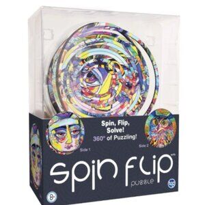 Spin Flip Puzzle 360 Degrees Adult Fidget Toy Spin Flip Solve Abstract Owl Face